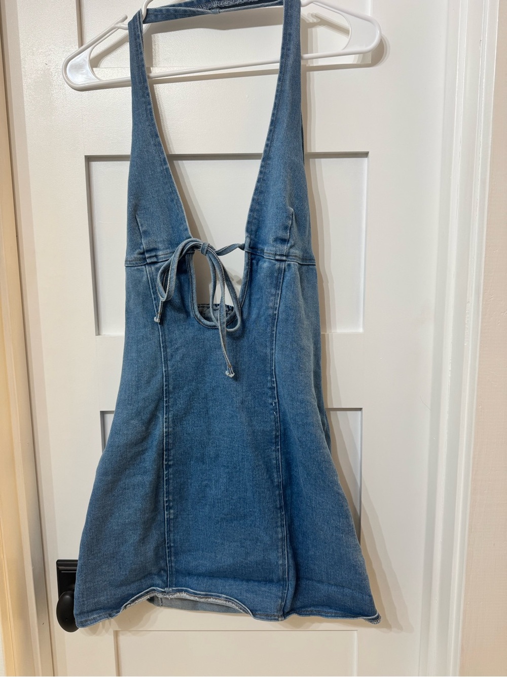 Denim halter mini dress